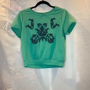Green T- Shirt with Lace Decal
